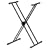 Black Height Adjustable High Quality Twin X Frame Keyboard Stand With A Quick Pull Release Mechanism.