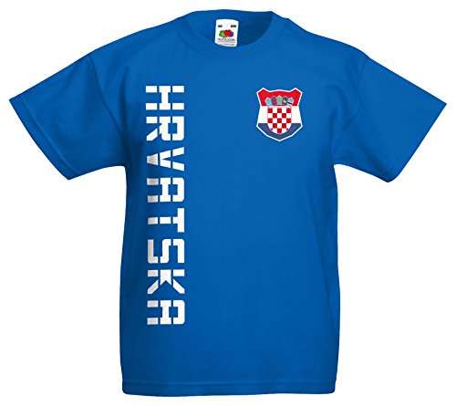 Kroatien Hrvatska Kinder EM 2016 T-Shirt Trikot Name Nummer (Royalblau, 116)