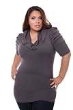 Torrid Plus Size Grey Short Puff Sleeve Cowl Neck Sweater