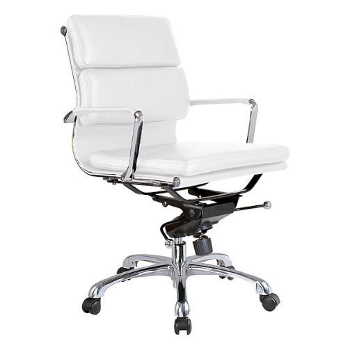 ITALMODERN Darrel Low Back Leather Office Chair in White