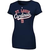 MLB Majestic St. Louis Cardinals Ladies The Essentials T-Shirt - Navy Blue (Large)