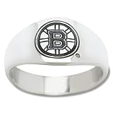 Sterling Silver Boston Bruins Logo Enamel Ring NEW