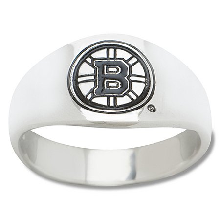 Sterling Silver Boston Bruins Logo Enamel Ring NEW
