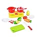 Sakiyr Play Food Set for Pretend Play, 18-Piece Plastic Cutting Fruits and Vegetables Set with Cookware Kitchen, Cutting Food Set for Pretend Play
