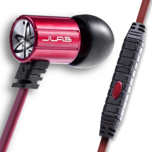 JBuds J4M Rugged Metal In-Ear Earbuds Style Headphones with Travel Case for iPod, iPhone, HTC and Blackberry (Black/Red)