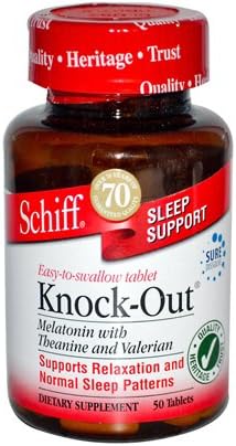 New - Schiff Knock-Out Melatonin with Theanine and Valerian - 50 Tablets