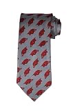 Arkansas Tie University of Arkansas Gray Necktie with Razorback Logo