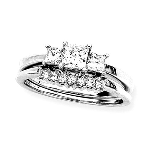 Sterling Silver 1 ct. Square Shaped Cubic Zirconia Engagement Set