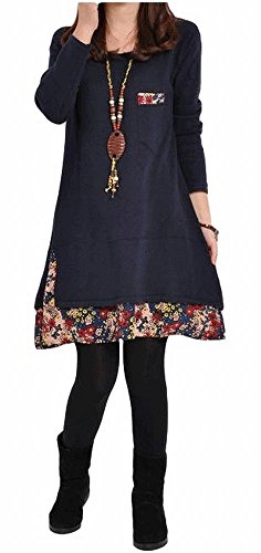 (ウィリング) Willing 重ね 着 風 長袖 レディース ワンピース 小 花 裾 柄 キュット