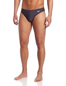 Speedo Men's Fashion Xtra Life Lycra Solid Solar 1 Inch Brief Swimsuit, Lava Grey, 32