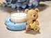 Blue Heart Shaped Teddy Bear Candle Holder w Candle w Blue Stones (Set of 24) - Baby Shower Gifts &
