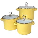 Review Calypso Basics 70201 / Calypso Basics 3-Piece Stockpot Set with Glass Lids, Lemon