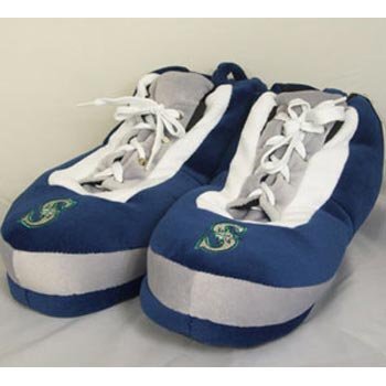 Seattle Mariners MLB Wrapped Logo Plush Sneaker Slippers - L