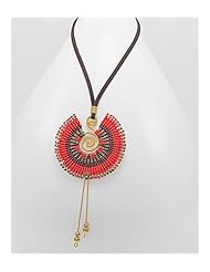 Mixed Artificial Suede Leather Necklace In Brass