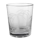 Etched Palm Double Old-Fashioned Glasses Set of 4
