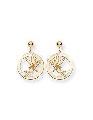 Disneys Encircled Tinker Bell Post Earrings in 14 Karat Gold