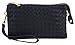 Proya Collection Classic Soft Woven Leather Wristlet Clutch, BLACK