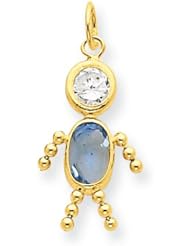 14k Gold March Boy Gemstone Charm