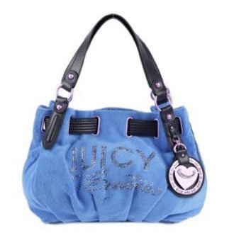 Juicy Couture Terry Freestyle Heart Charm Satchel Shoulder Bag Purse Cadet