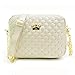 Women Messenger Bags Rivet Chain Shoulder Bag Leather Crossbody (Beige)