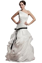 One Shoulder 2015 Organza Lace Wedding Dress 