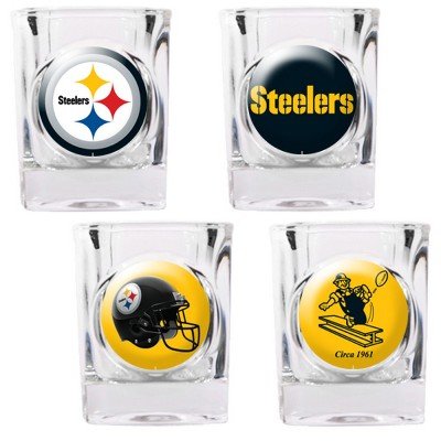 NFL Pittsburgh Steelers Four Piece Square Shot Glass Set (Individual Logos)