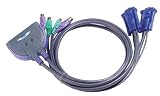 ATEN 2-Port PS/2 Cable-Built-in KVM Switch CS62 (Gray)