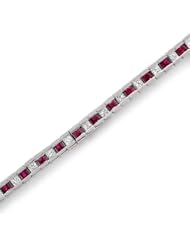 14k White Gold Princess-cut Diamond and Red Ruby Tennis Bracelet (3 1/2 cttw, H-I, I1-I2)