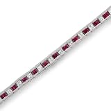 14k White Gold Princess-cut Diamond and Red Ruby Tennis Bracelet (3 1/2 cttw, H-I, I1-I2)