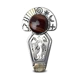 Roderick Tenorio Sterling Silver, 14k Gold, and Red Tiger's Eye Rock Art Pin/Pendant