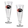 New England Patriots 2pc 16oz Pilsner Glass Set with Football on stem - Oval Logo NFL Football