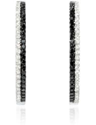 Diamond 18k White Gold and Black Rhodium Hoop Earrings
