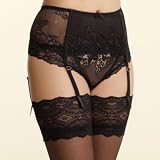 Gorgeous-Black embroidered lace suspender