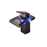 Rozin LEDライト洗面所用 蛇口 オイルは青銅をこすり台所 バスルーム用 混合栓 ガラス注ぎ口