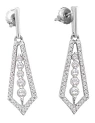 0.75 cttw 14k White Gold Long Drop Earrings Diamond Long Drop Earrings (Real Diamonds: 3/4 cttw)