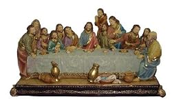 Table Top Polyresin Sculpture of The Last Supper - 13.75"x4.75"x7.25"