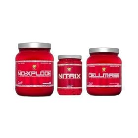 Mass Stack-BSN Maximum Strength Core Series, No-Xplode Fruit Punch, Cellmass Arctic Berry, Nitrix 180 Tablets