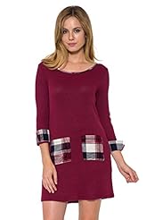 Plaid Print Bateau Neck  Dress