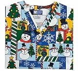 Christmas Scrubs - Holiday Wishes V-neck Uniform Scrub Top By Madison Medical (Size L, 2X or 3X)