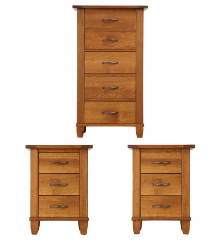 Hemsley 5 Drawer Tall Chest & 2 Bedside Chests