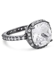 CZ by Kenneth Jay Lane "Trend Cubic Zirconia" Black Rhodium-Plated and Pave Ring, Size 7