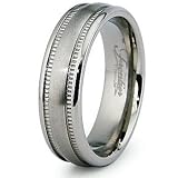 6.0mm Millgrain Satin Finish Titanium Ring (Sizes 7-12)