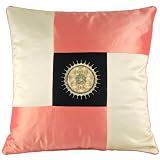 Silky Decorative Embroidered Oriental Cushion Cover / Pillow Case - Sectioned Blush & Cream