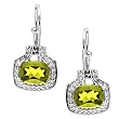 14K White Gold Peridot and Diamond Earrings