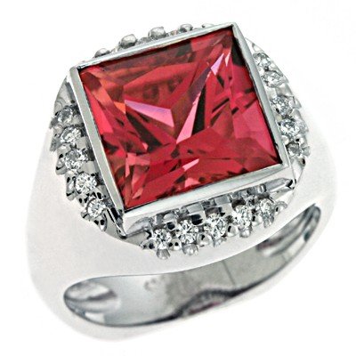 14k White Gold Pink Tourmaline and Diamond Ring 