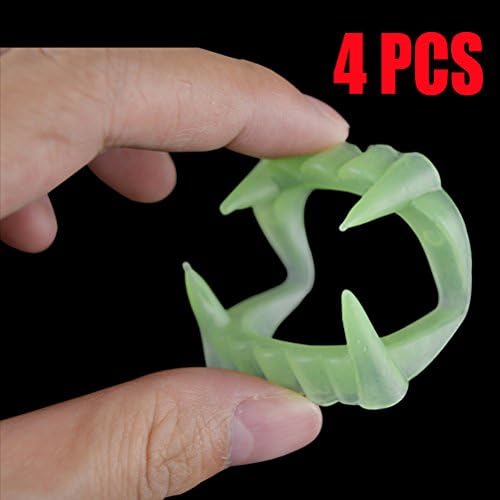 Rise World Halloween Glow in the Dark Vampire Teeth Costume Accessory Party Favors (Pack of 4)