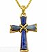 Gold Cross Lapis Lazuli Gemstone: Necklace with Pendant
