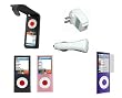 Premium Essential Accessory Bundle for iPod Nano 4th Generation: Black Leather Case + Black Silicon Skin Case + Clear Silicon Skin Case + Travel Ac Home Charger + Auto Dc Car Charger + Transparent Screen Protector