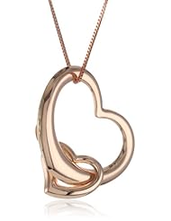 14k Rose Gold Double Heart Pendant Necklace, 18"