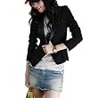 Allegra K Lady Shawl Collar Long Sleeve Buttoned Blazer Coat Black
